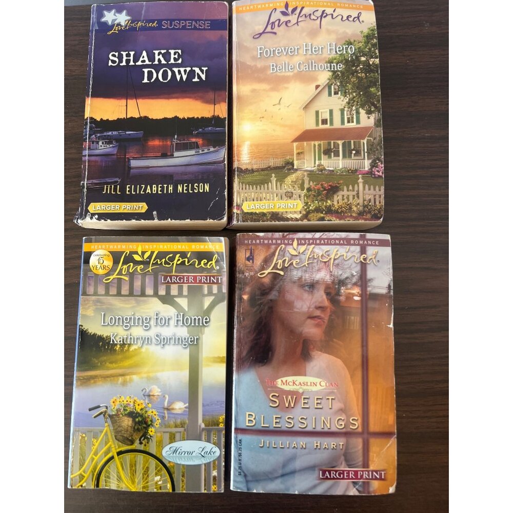 Set Of 4 Love Inspired Larger Print Romance & Suspense Books By Various Authors
